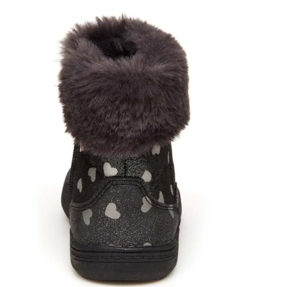 Baby Toddler Girls Carter's ABELLIA Side Zip Boots  Size  7 9 Silver  Hearts NWT - Picture 3 of 3